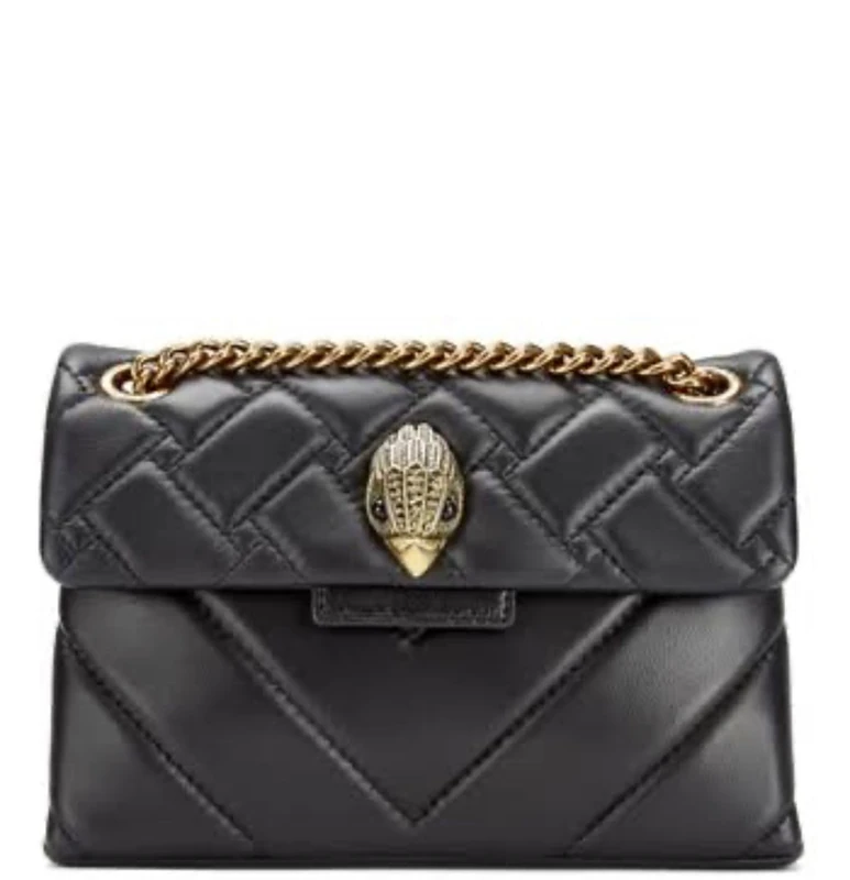Kurt Geiger Women’s Mini Kensington Union Jack Quilted Leather Crossbody, Black
