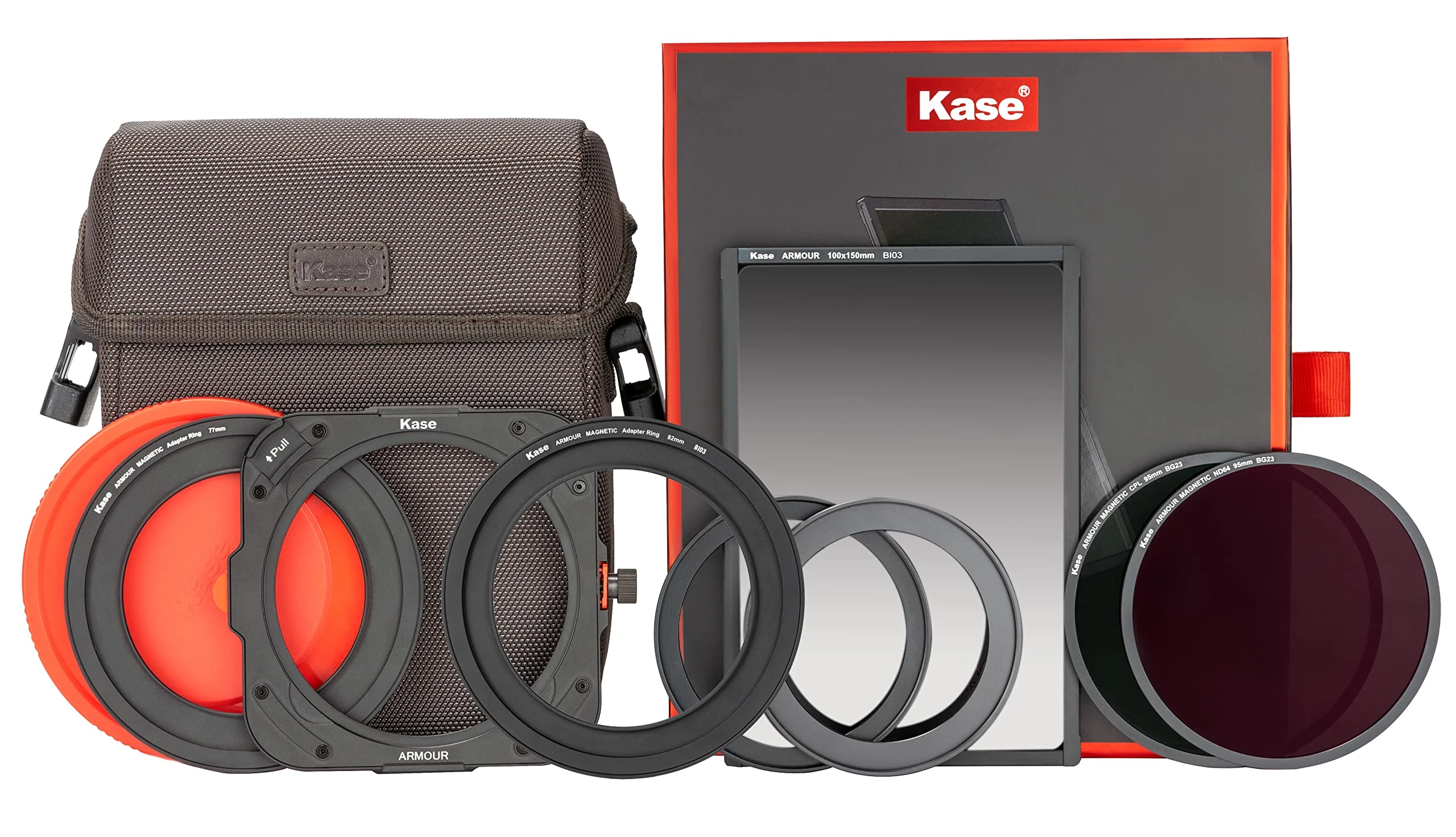 KASE Armour Magnetic Shockproof 100mm Filter Entry Level Holder Kit 67mm 72mm 77mm 82mm Optical Glass CPL ND64 Soft Grad 0.9 100