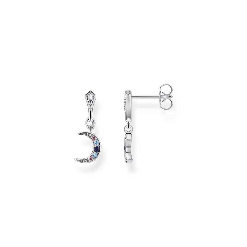 Thomas Sabo Earrings Royalty Moon Colored Stones 925 Sterling Silver H2204-945-7