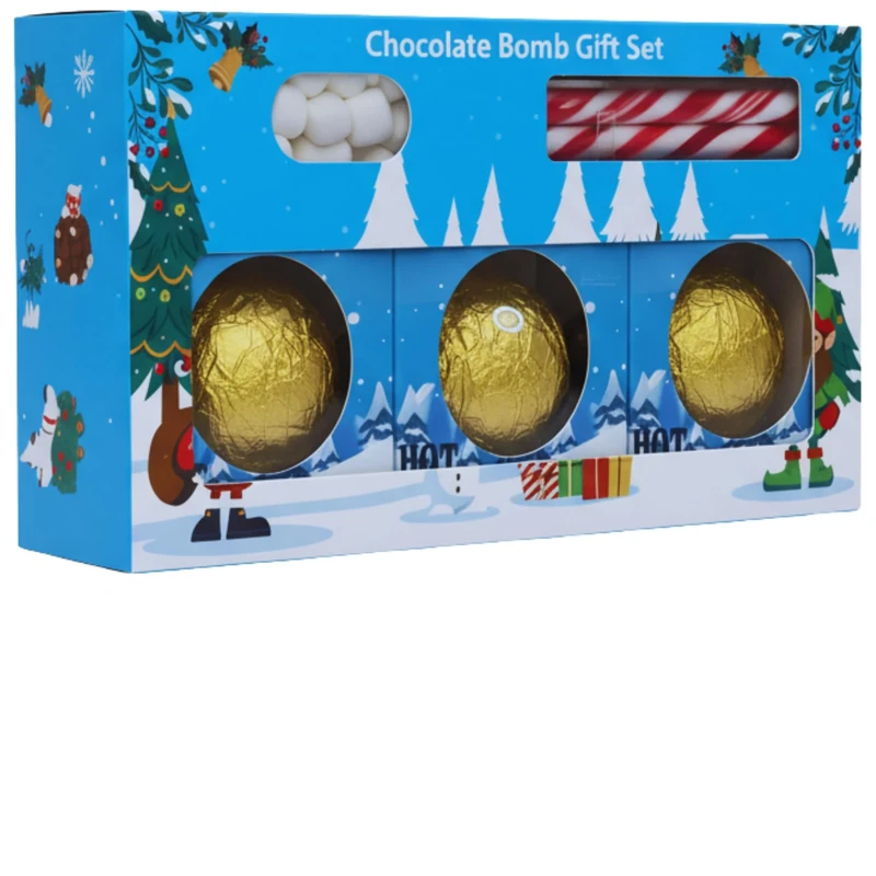 Hot chocolate bombs with marshmallow X 3 and 3X peppermint christmas candy cane sweets - Yummy hot chocolate station gift set - Xmas eve box fillers for kids Adults