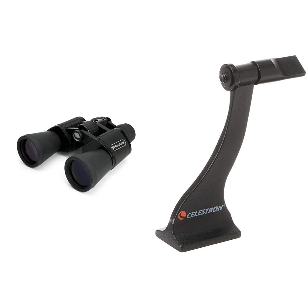 Celestron 71260 UpClose G2 10-30 x 50 Zoom Porro Binocular & 93524 Roof and Porro Binocular Tripod Adapter, Black