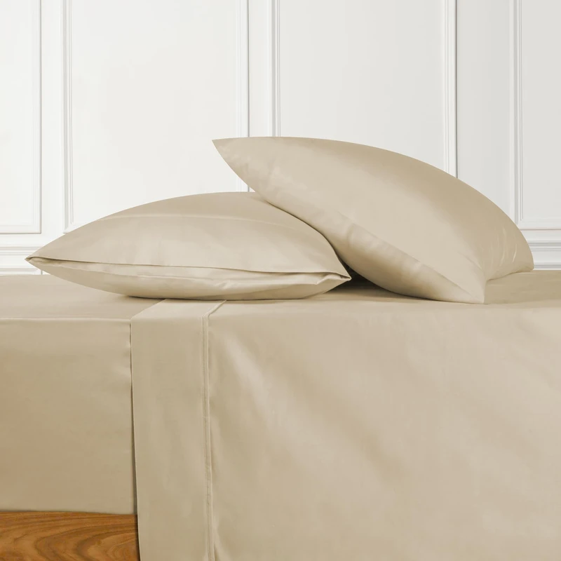 URBANHUT 100% Cotton Full Sheets Set (4Pc), 700 Thread Count, Soft Luxury Bedding Bed Sheets for Full Size Bed, Sateen Weave Hotel Sheets, 14'' Elasticized Deep Pocket - Sand