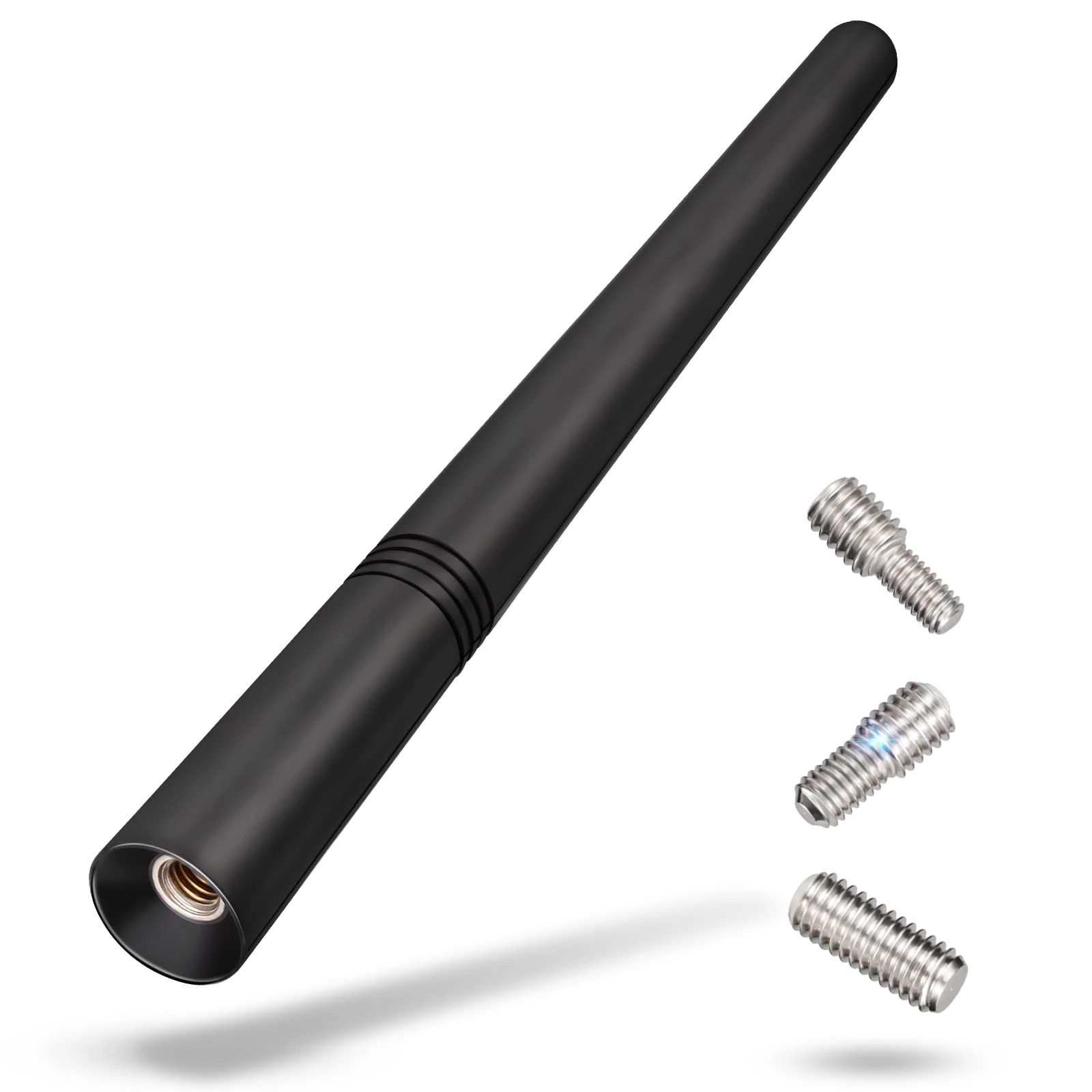 Eightwood FM AM DAB Car Radio Antenna 14.2cm Universal Roof Car Antenna Replacement Small Short with Strong Reception, Screw in M4 M5 M6