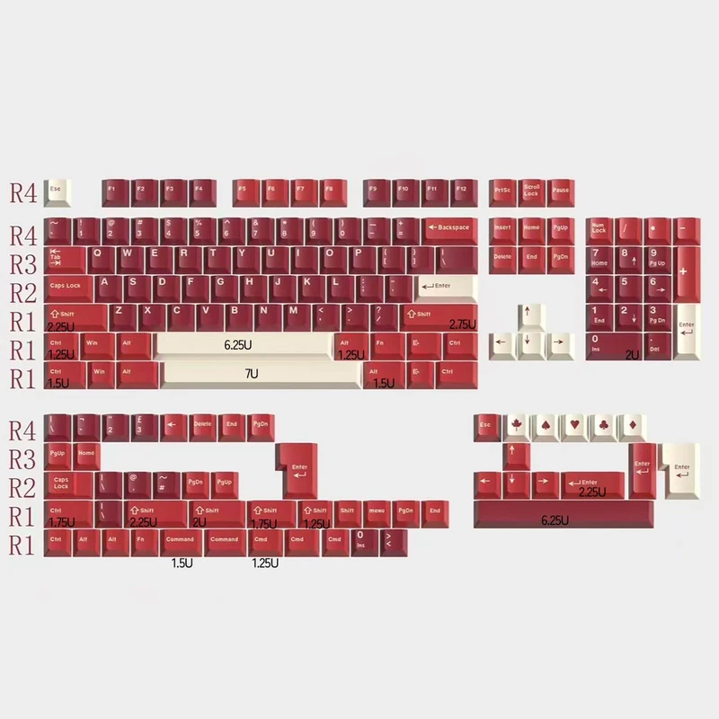 163 Keys Doubleshot Red Keycaps Cherry Profile Keycap Set Fit for 61/64/87/104/108 Cherry Mx Switches ISO ANSI Layout Mechanical Keyboard - Image 1