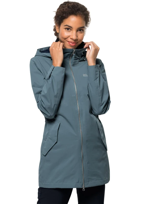 Jack Wolfskin Women's Dakar W Parka, Teal Grey, M UK