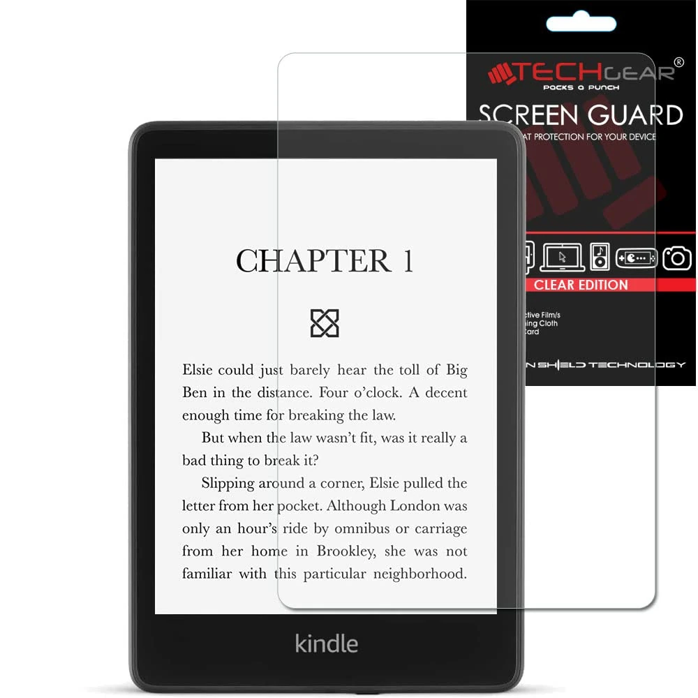 TECHGEAR Full Screen Protector for Amazon Kindle Paperwhite 5 / Signature / Kids 6.8" (2021 Release, 11th Generation) - Clear Full LCD Display Cover Guard