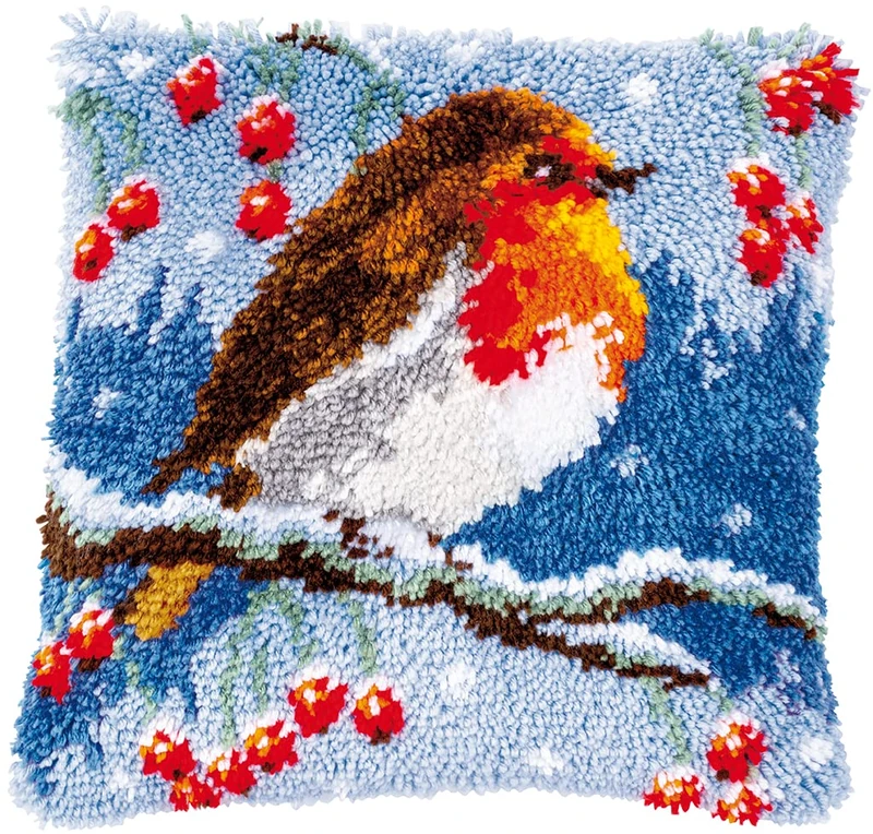 Vervaco PN-0186012 Latch Hook Cushion Set Pre-Drawn Cotton Multi-Coloured 40 x 40 cm