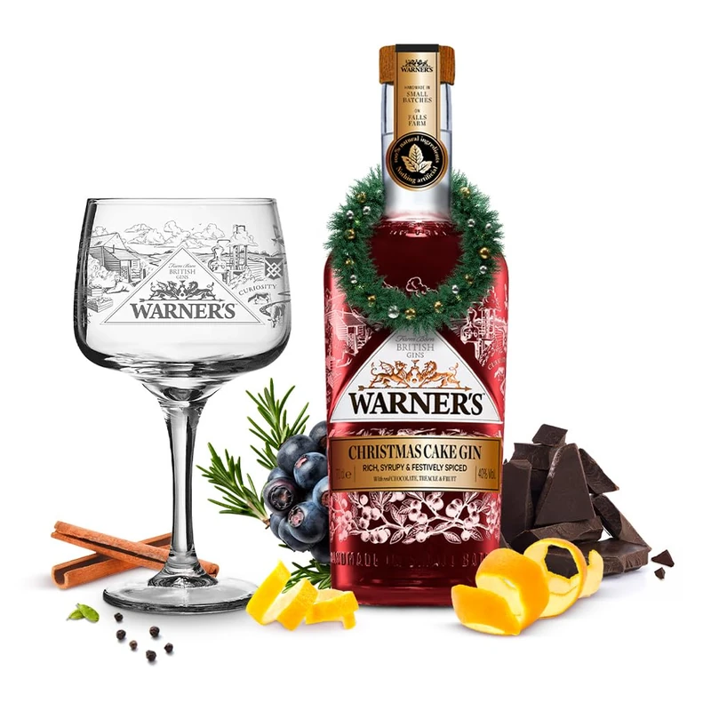 Warner’s Christmas Cake Flavoured Gin Gift Set, Premium Gin, Great for Gin Gifts, Christmas Cake Gin With Festive Spices, Ideal For Gin Based Cocktails Including an Espresso Martini. Limited Edition
