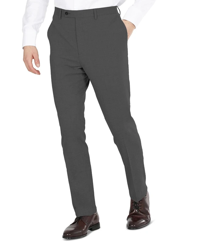 DKNY Men's Suit Dress Pants, Charcoal Solid, 33W x 30L