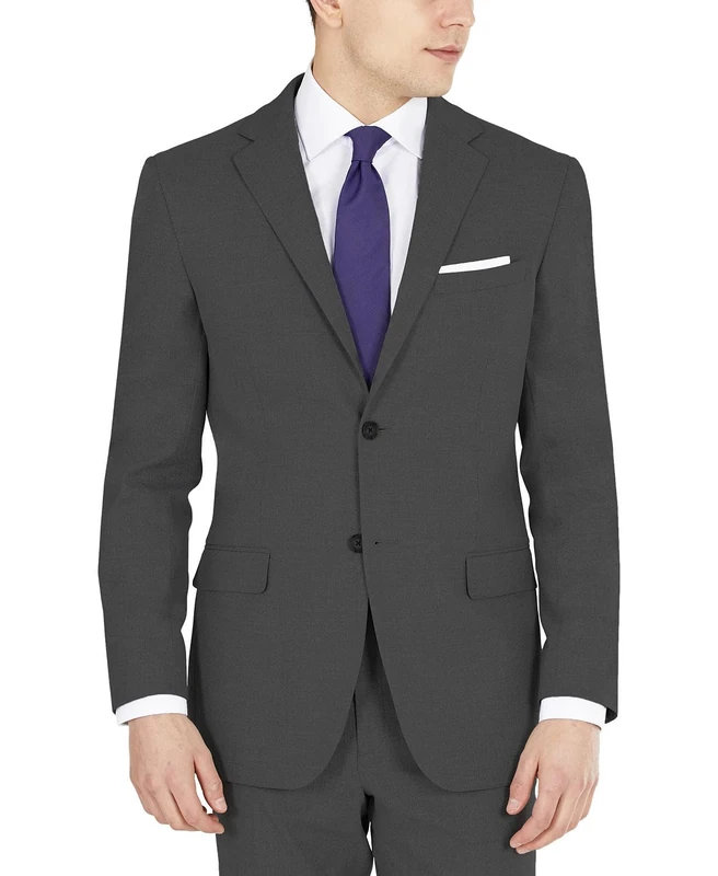 DKNY Men's Business Suit Jacket, Charcoal Solid, 38 Short