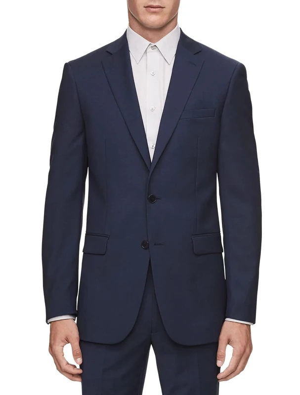 DKNY Men's Modern Fit High Performance Suit Separates Business Jacket, Navy Solid, 42 Tall