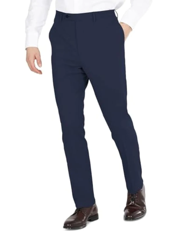 DKNY Men's Suit Dress Pants, Navy Solid, 40W x 34L