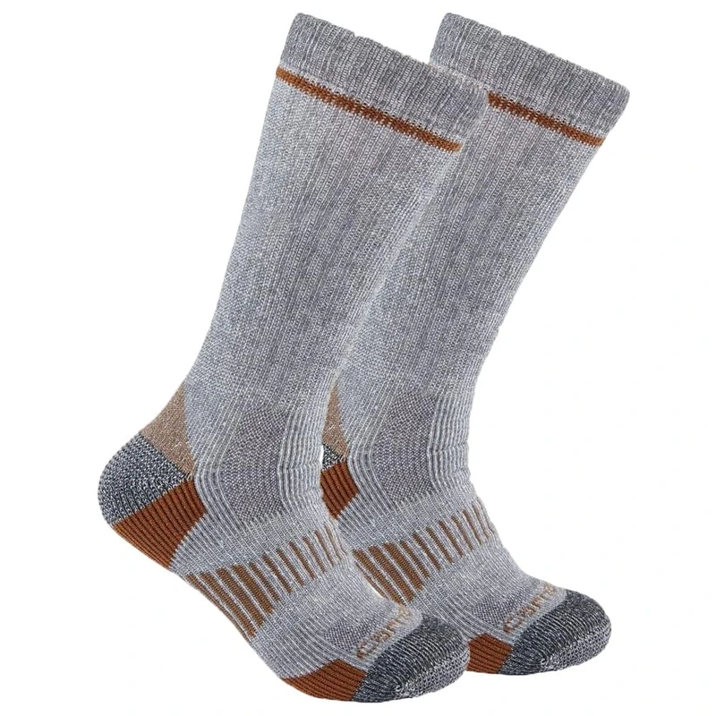 Carhartt Men's Midweight Synthetic-Wool Blend Sock 2 Pack, Grey, Large - Image 1