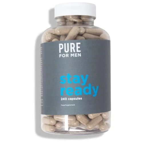 Pure for Men Original Vegan Cleanliness Stay Ready Fibre Supplement, 240 Capsules | Helps Promote Digestive Regularity, Heart Health | Psyllium Husk, Aloe Vera, Chia Seeds | Proven Proprietary Formula