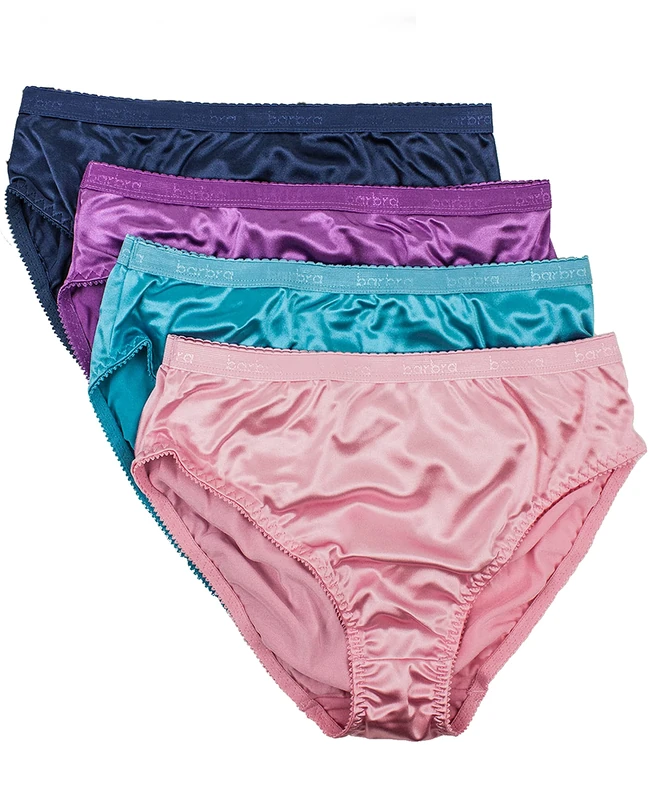 Barbra Womens Silky Sexy Satin Bikini Panties S - Plus Size Women Underwear Multi-Pack, 4 Pack- Grape, 5XL Plus