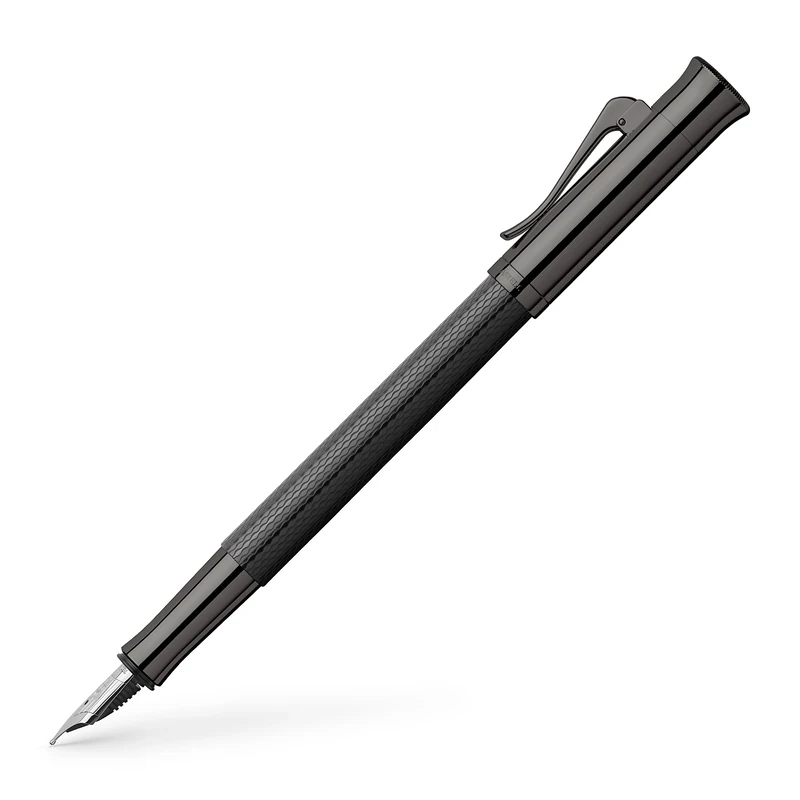 Faber-Castell Guilloche Black Collection Fountain Pen, Fine Resin Shaft, Guilloche Black, Nib Size B, Length: 135 mm x D: 13 mm, 145313