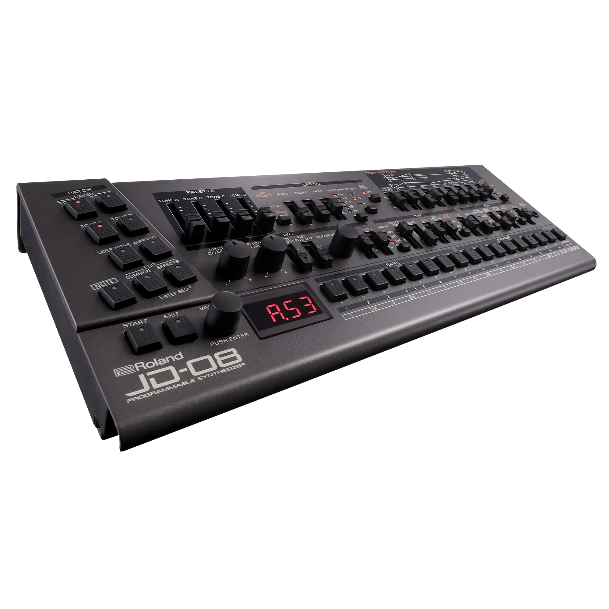 ROLAND JD-08 Sound Module Boutique Synthesizer â€“ Compact, Modern Reissue Of The Legendary ROLAND JD-800 From The 90s With New Effects, Polyphonic Sequencer, And More,Black