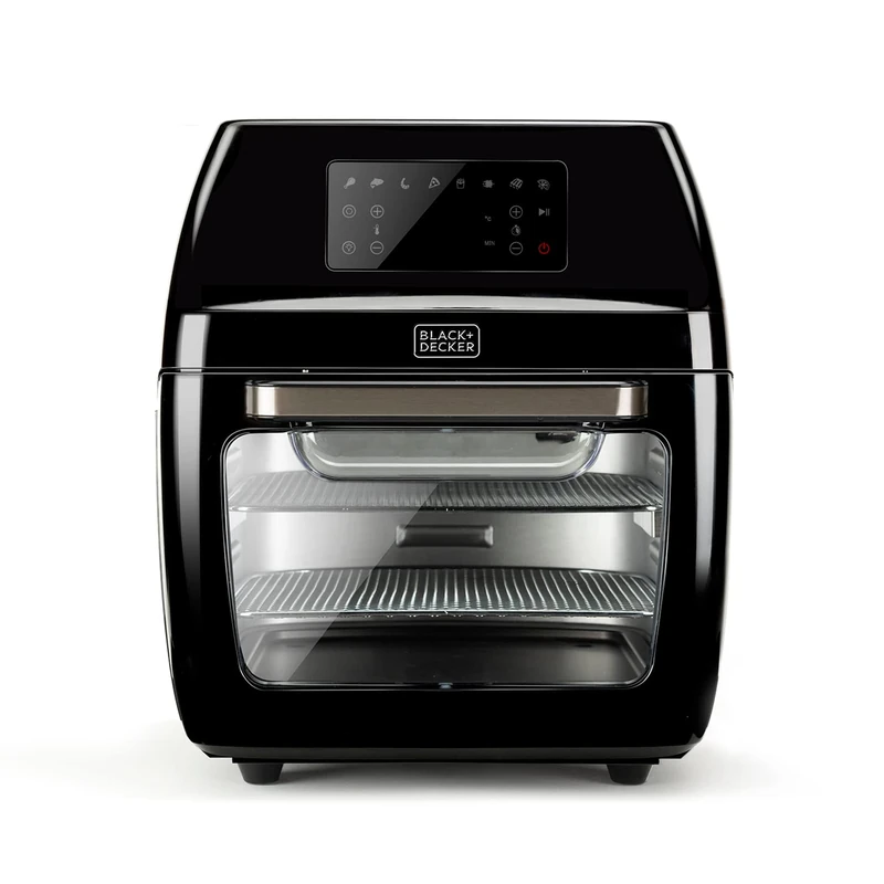 BLACK+DECKER BXAFO1200E - Oil-free fryer combined oven 1700W, 12L, temperature regulable 40º-200ºC, 8 preset programs, transparent door, dishwasher safe, multiple accessories