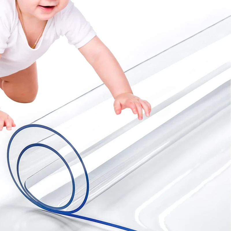 RostiKong 42 x 78 Inch Clear Plastic Rectangle Table Top Protector for Dining Room Table Thick Waterproof PVC Vinyl Table Cover Desk Pad Transparent PVC Home Office Hardwood Floor Chair Protector Mat