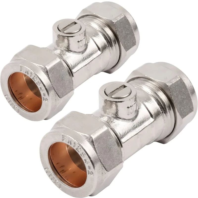 Reeds 2 x 15mm Isolation Valves - WRAS Approved, Screw & Compression