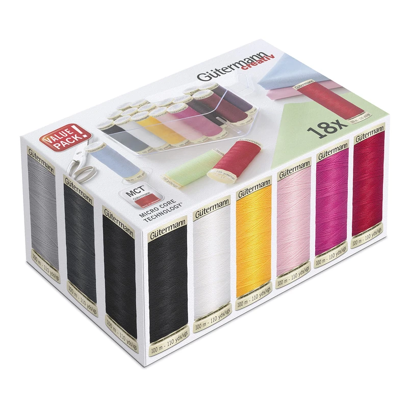Gütermann Storage Box with Threads, Assorted, 18 Reel,799748