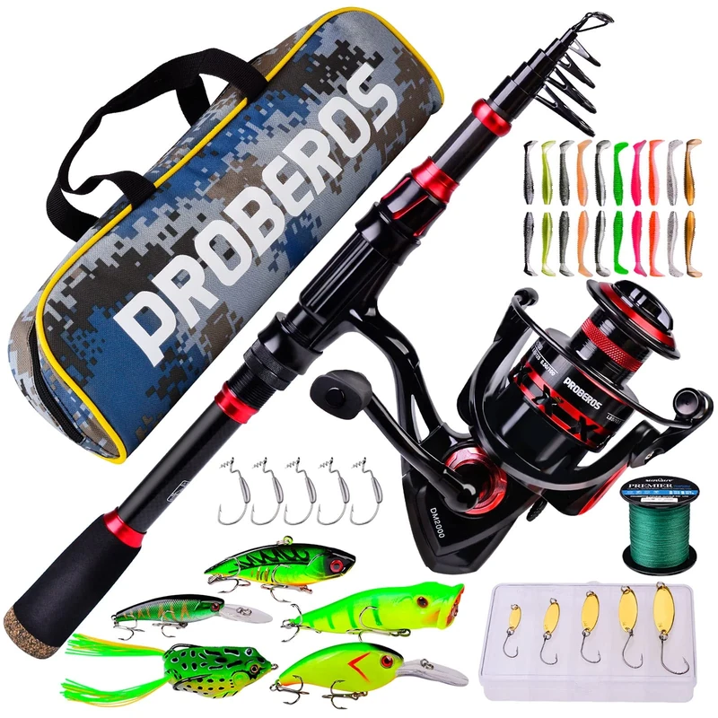Carbon Fiber Telescopic Fishing Pole and Spinning Reel Combo, 6.9ft - Sea Saltwater and Freshwater Fishing Tackle Set