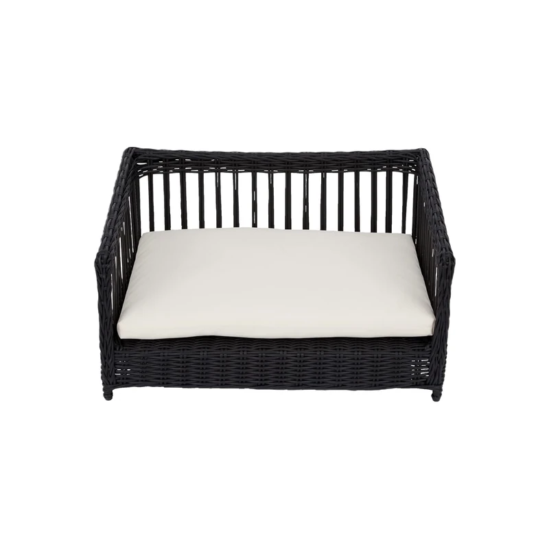 Teamson Pets Clotho Indoor Outdoor Wicker Rattan Cat or Small Dog Bed Sofa Lounger Water Resistant with Removeable Washable Cushion Brown ST-N10006-UK