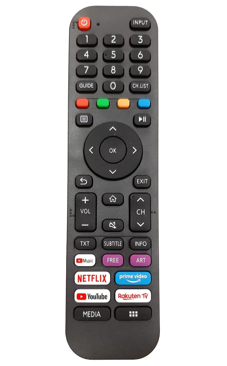 New Hisense Remote Control EN2G30H/EN2A30 Universal Replacement Remote Control for Hisense-VIDAA-TV -No Setup Required with Netflix, Prime Video, YouTube, Rakuten TV Buttons Lightweight remote