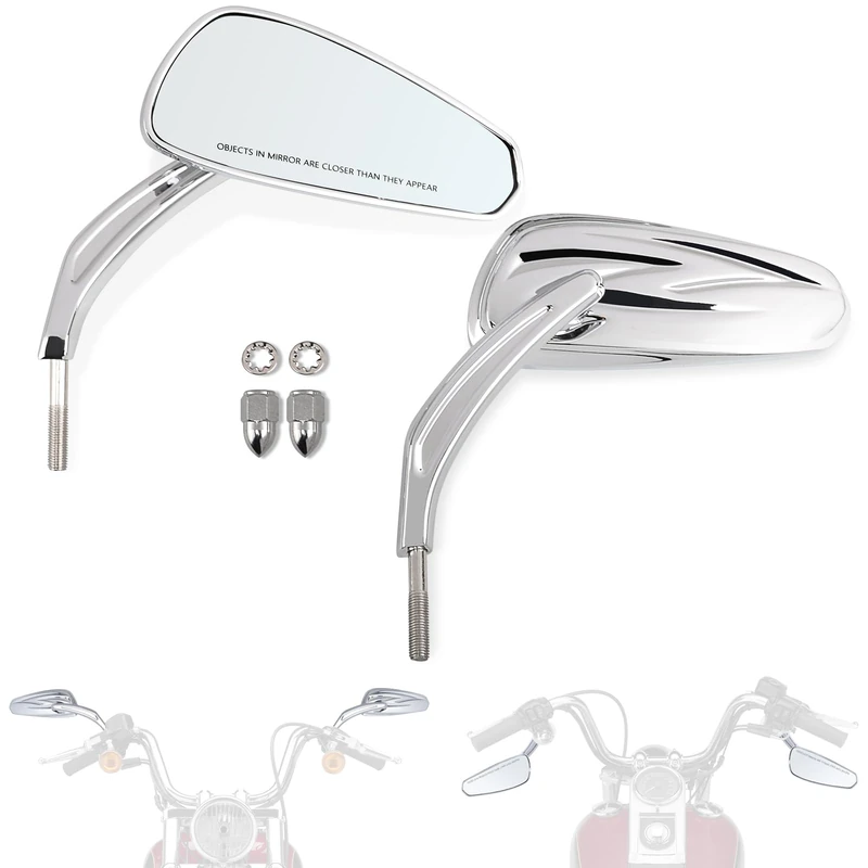 FOVPLUE Handlebar Mount Mirrors, Motorcycle Rearview mirrors for 1982-2024 Harley Models, for CVO Dyna Touring Electra Glide Road Glide Road King Softail Street Glide Sportster 1200 883, Chrome