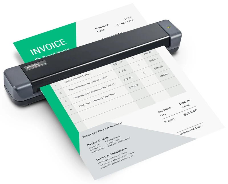 Plustek S410 Plus - Small USB Portable Sheet-Fed A4 Document Scanner for Windows 7 / 8 / 10 / 11 , OCR Software Include