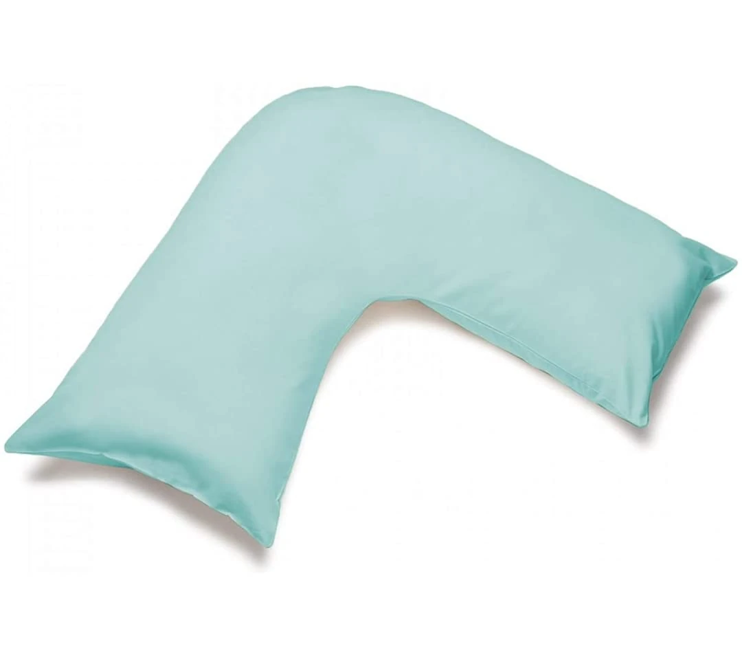 SYSN V Shaped Luxury Support Pillow Orthopaedic Maternity Extra Filled For Neck And Back Support (Blue)