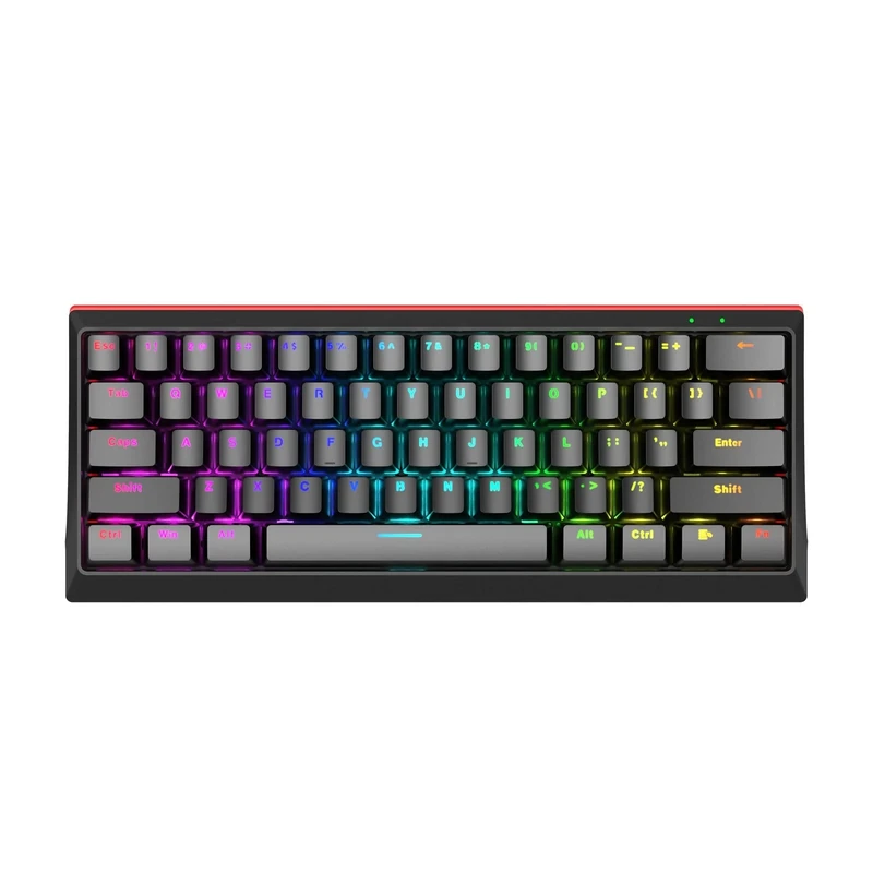 MARVO KG962 Mechanical Gaming Keyboard - 60 Percent Compact Format, Rainbow Backlit, Full Anti Ghosting with N Key Rollover, Red Switches, UK Layout