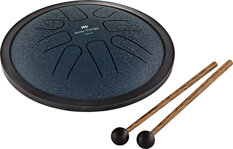 Sonic Energy Steel Tongue Drum – Small 7 Inch Tank Drum in G Minor – Stainless Steel Instrument for Meditation, Yoga, Kids – Including mallets and bag (SSTD2NB)