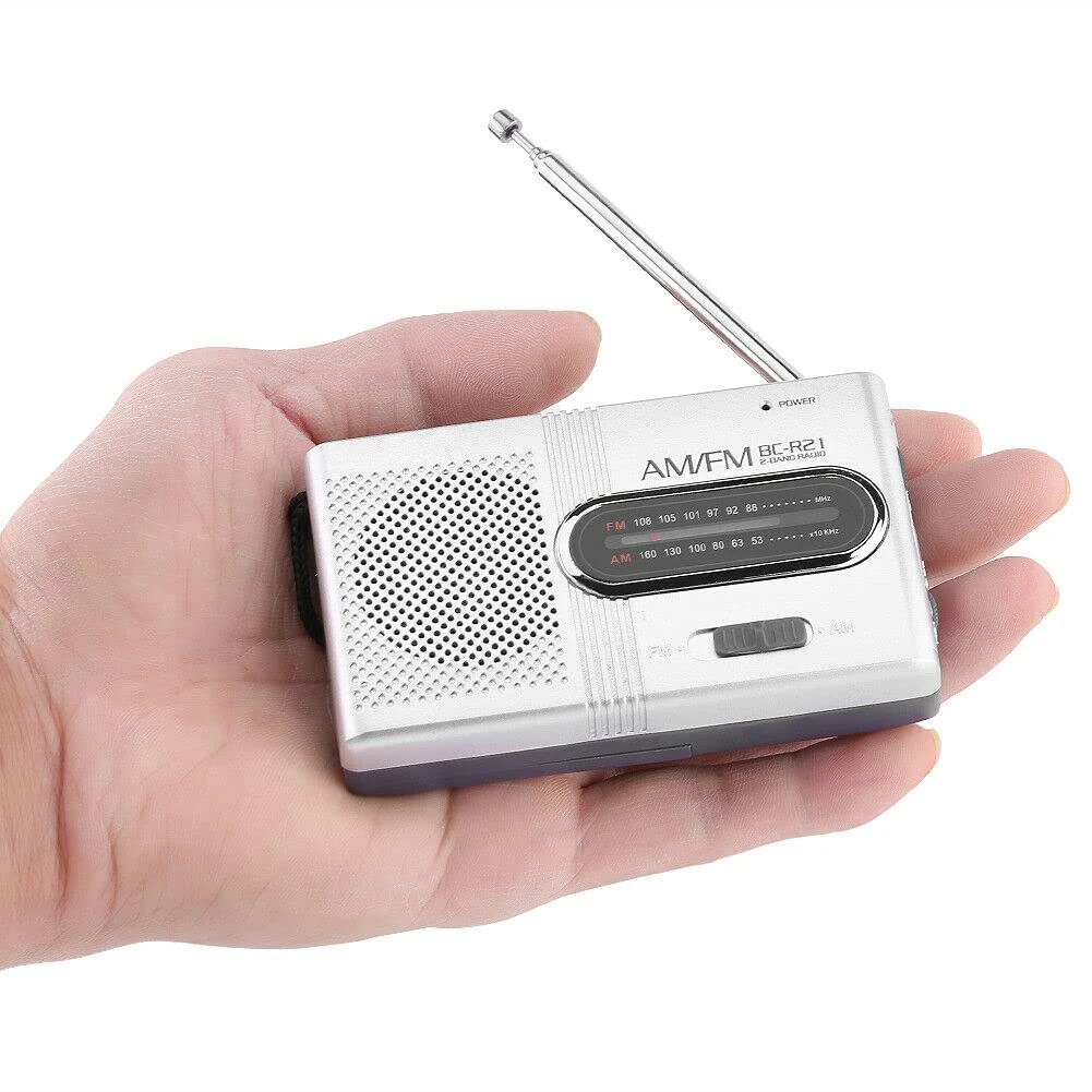 LondonExpress Portable Mini Pocket Travel AM FM Radio Battery Powered Built-in Speaker Stereo Close to Credit Card Size, Small Light-Weight and Portable Radio With Headphone Jack