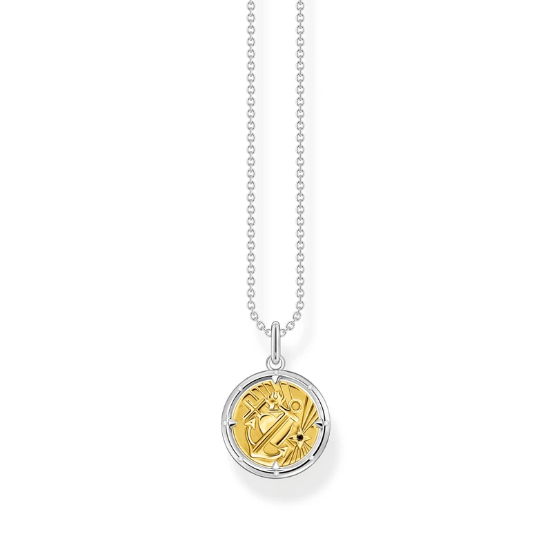 THOMAS SABO Sabo KE2136-849-7-L45V Necklace Faith Love Hope 925 Sterling Silver 750 Yellow Gold Plated Length: 40 cm - 45 cm, 45cm, Silver, Cubic Zirconia