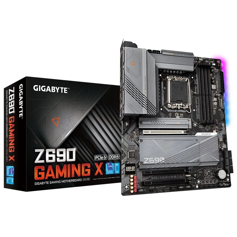 Gigabyte Z690 GAMING X ATX Motherboard - Supports 12th Gen Intel Core Processors (LGA 1700), DDR5-6000MHz(OC) Memory, Fully Covered Thermal Design, 4xNVMe PCIe 4.0 x4 M.2 & USB 3.2 Gen 2x2 Type-C