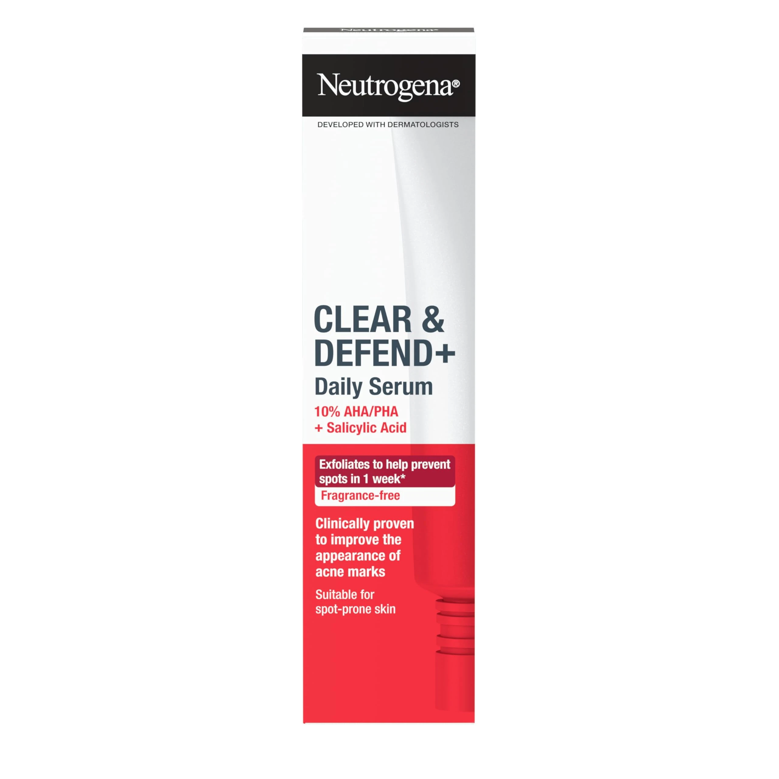 Neutrogena Clear & Defend+ Daily Serum (1x 30ml), Refining and Clearing Face Serum with Salicylic Acid, AHA/PHA, Daily-Use Oil-Free, Suitable for Spot-Prone Skin to Help Defend Against Breakouts
