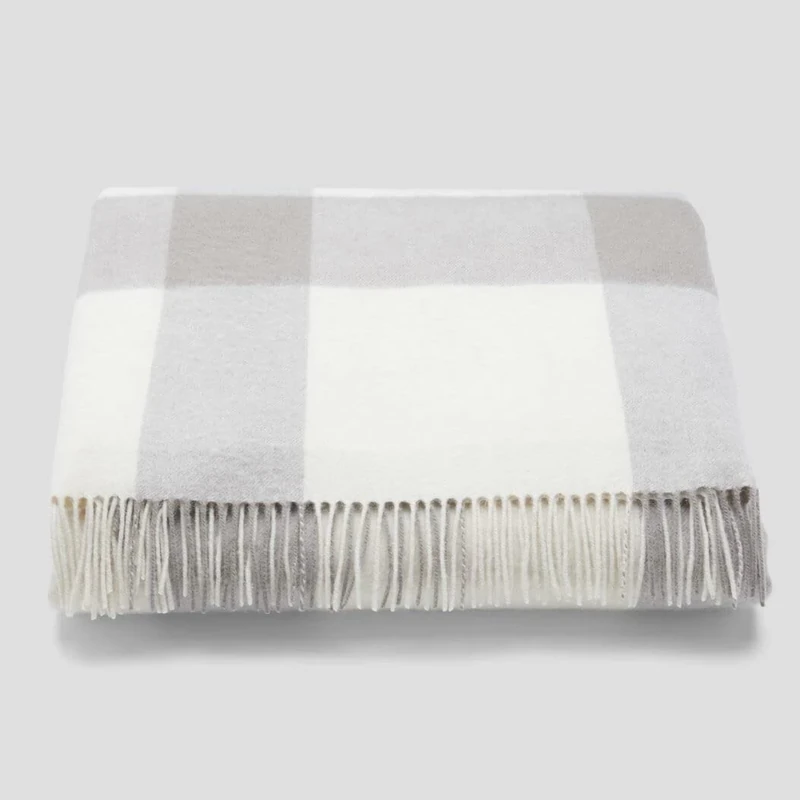 Casper Sleep Bold Plaid Throw Blanket, Oatmilk - Image 1