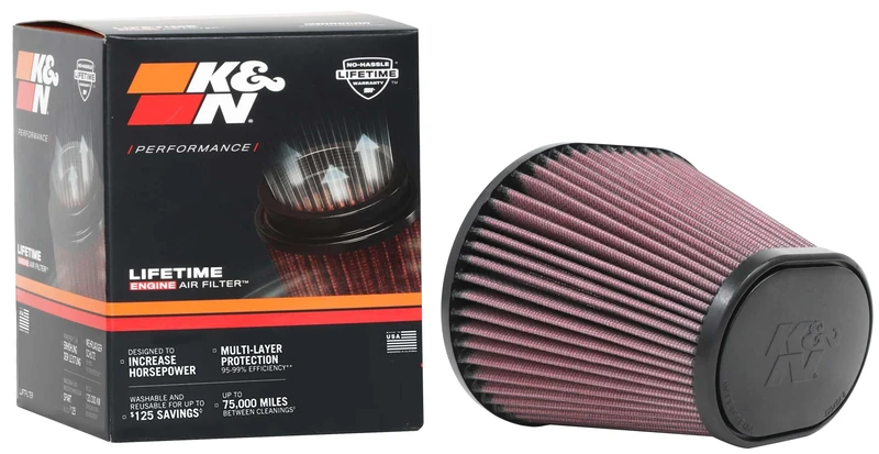 K&N Air Filter Universal Oval/Conical 100 mm Flange 174 x 134 Base Diameter, 114 x 82 Top Diameter, 127 mm Height (RU-70031)