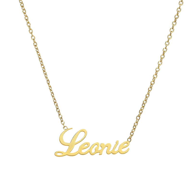 ANDANTE Premium Collection - Name Necklace "Leonie" 14K Gold Stainless Steel Necklace Personalised Chain with Name - Adjustable Length 43 cm - 48 cm - Image 1
