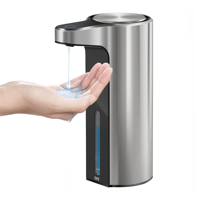 EKO Aroma Automatic Soap Dispenser - Motion Sensor, USB Rechargeable, No-drip Valve, Refillable, Transparent Window to Monitor Liquid Soap Levels, 250ml (Matt Stainless)