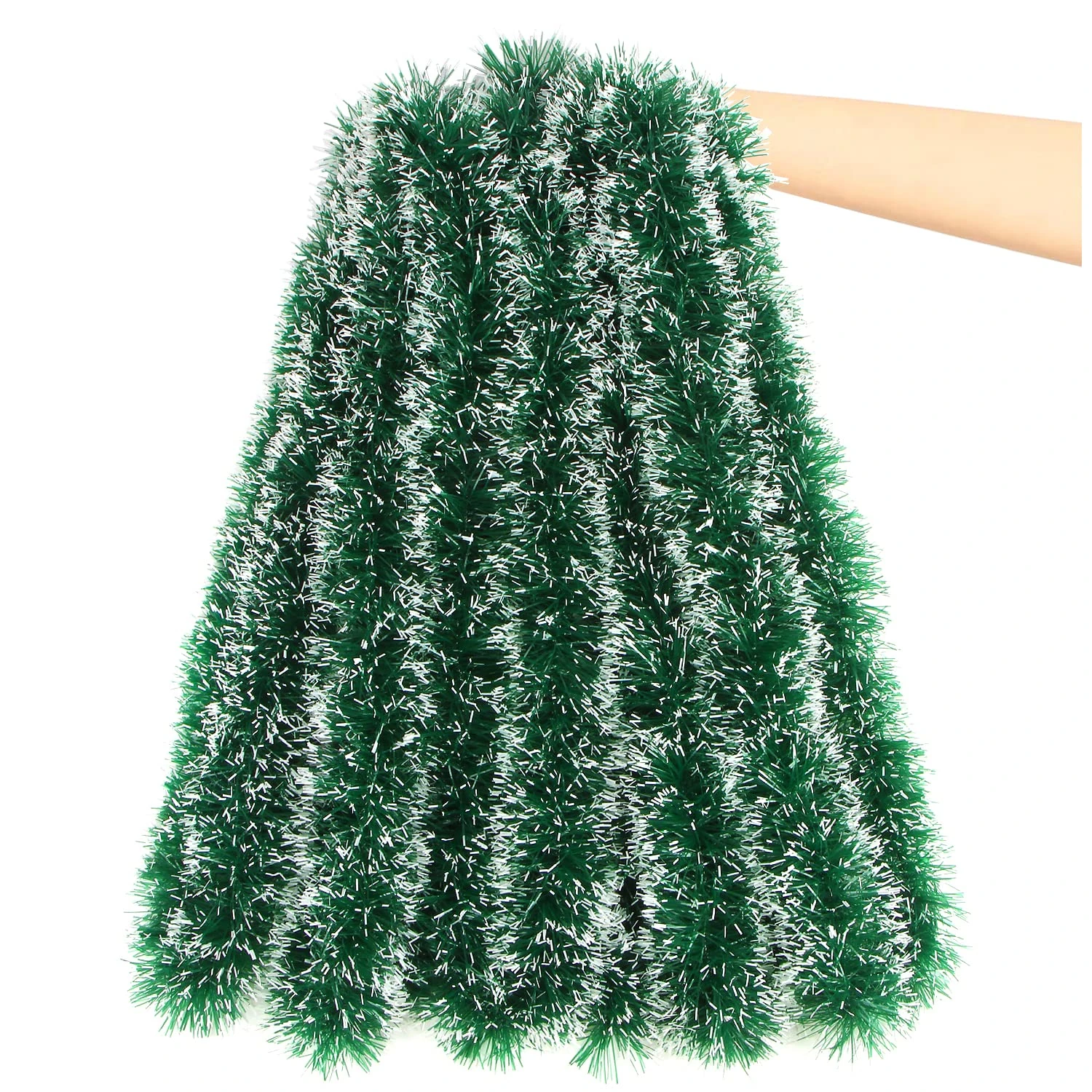 LOKIPA Christmas Tinsel Garland, 32.8ft Chunky Xmas Tinsel Decoration for Christmas Tree