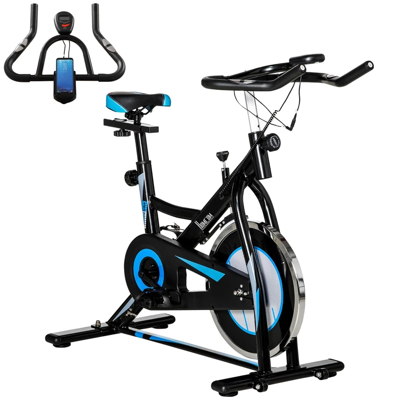 HOMCOM Stationary Exercise Bike, 8kg Flywheel Indoor Cycling Workout Fitness Bike, Adjustable Resistance Cardio Exercise Machine w/LCD Monitor Pad and Phone Holder for Home, Gym, Office, Black
