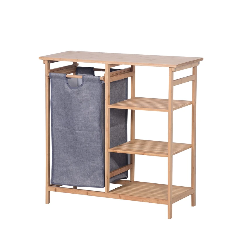 ASPECT Happer Bamboo Furniture Storage and Hamper,Natural/Grey (80(W) X34(D) x80(H) cm) - Image 1