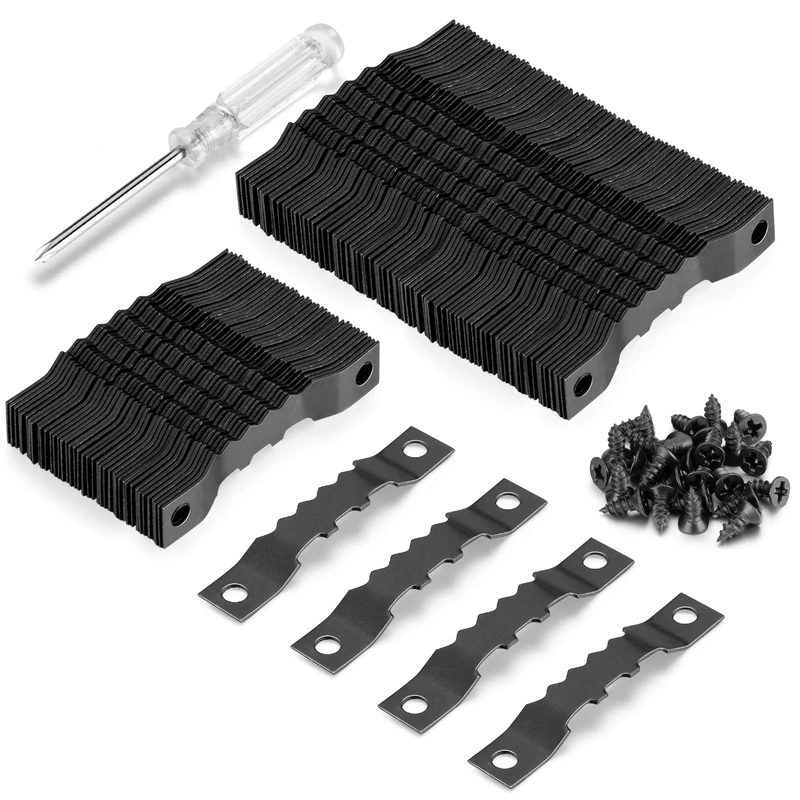 YHYZ Sawtooth Picture Frame Hangers Set with Screws, Sawtooth Photo Frames Holder + Screw + Screwdriver, for Painting Photos Artwork Clock Home Decoration (Black, 100 Sets)
