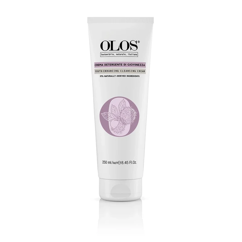 Olos Youth-Enhancing Cleansing Cream, 8.4 oz - Facial Cleanser - Makeup Remover with Aloe and Rambutan Extracts - Skin Care Cream for Sensitive Skin