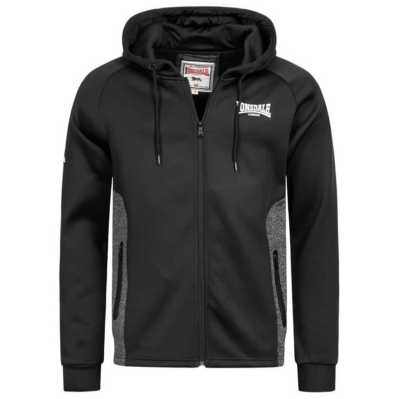 Lonsdale Men's hooded jacket regular fit SALTASH Black/Marl Anthracite S