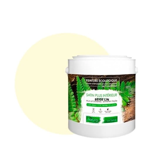 BOX DECO COULEURS Natural Eco-Friendly Wall Paint Satin Look Natural 2.5 L / 33 m² Linen Beige - Image 1