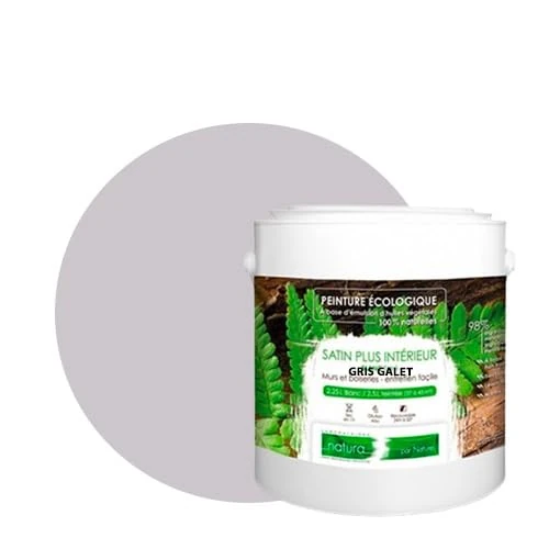 BOX DECO COULEURS Natural Eco-Friendly Satin Interior Wall Paint - Natura - 2.5L / 33m² - Pebble Grey