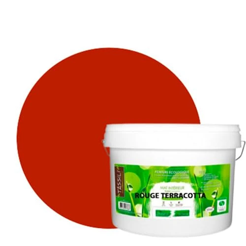 BOX DECO COULEURS Natural Eco-Friendly Wall Paint in Natural Matt Look for Interior - 10L / 130m² - Terracotta Red